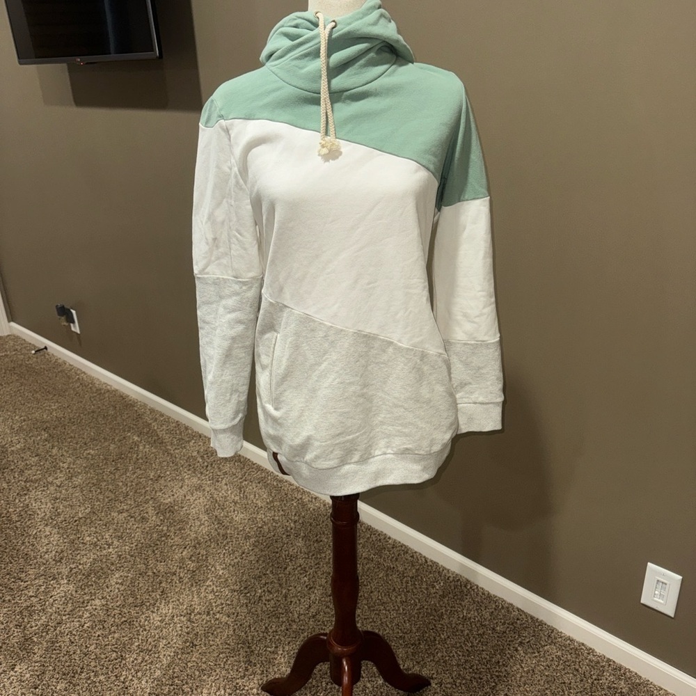 AMPERSAND AVE Mint and White Cowl Neck Sweater